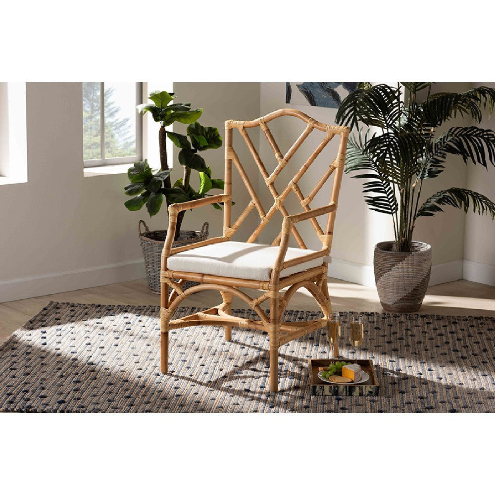 bali & pari Delta Modern and Contemporary Natural Finished Rattan Dining Chair