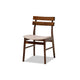 Baxton Studio Devlin Mid-Century Modern Transitional Light Beige Fabric Upholstered and Walnut Brown Finished Wood 4-Piece Dining Chair Set