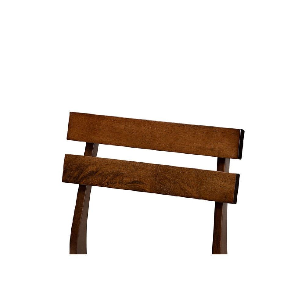 Baxton Studio Devlin Mid-Century Modern Transitional Light Beige Fabric Upholstered and Walnut Brown Finished Wood 4-Piece Dining Chair Set