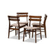 Baxton Studio Devlin Mid-Century Modern Transitional Light Beige Fabric Upholstered and Walnut Brown Finished Wood 4-Piece Dining Chair Set
