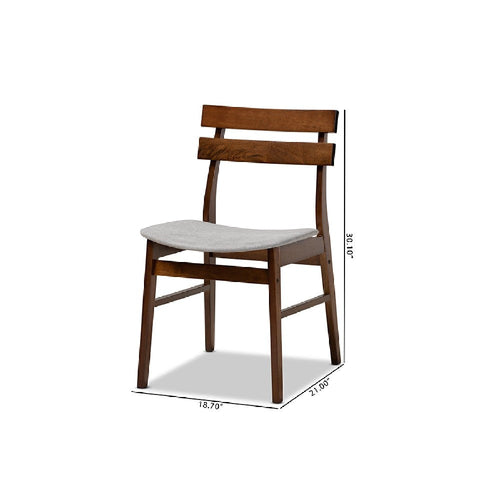 Baxton Studio Devlin Mid-Century Modern Transitional Light Grey Fabric Upholstered and Walnut Brown Finished Wood 4-Piece Dining Chair Set