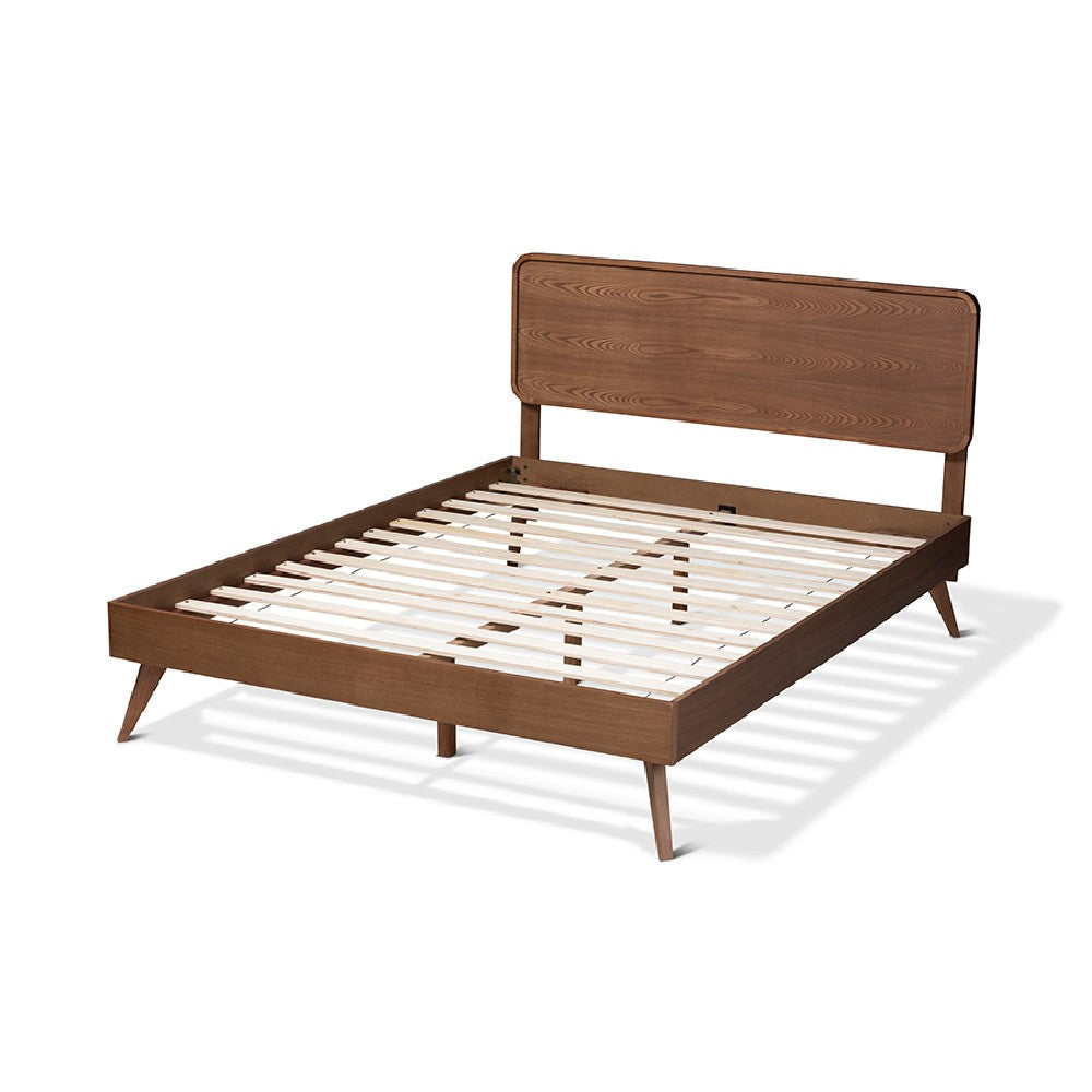 Baxton Studio Demeter Mid-Century Modern Walnut Brown Finished Wood Full Size Platform Bed