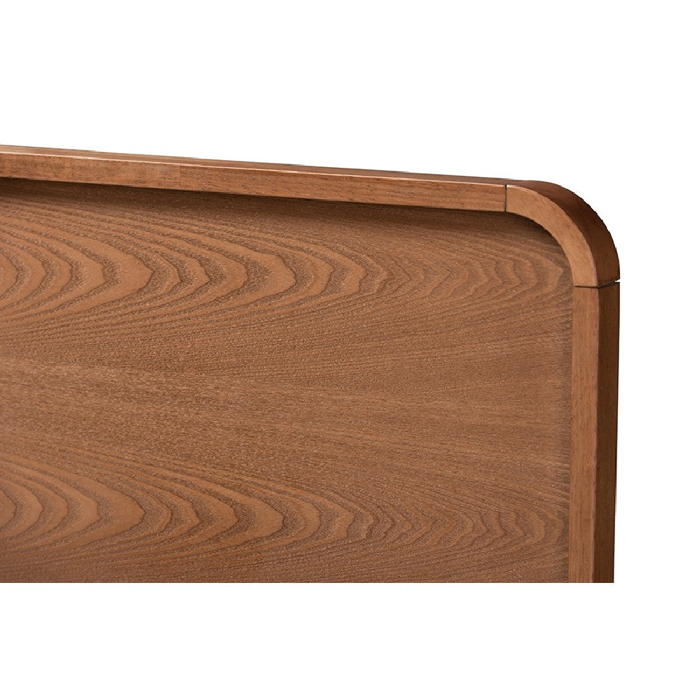Baxton Studio Demeter Mid-Century Modern Walnut Brown Finished Wood King Size Platform Bed