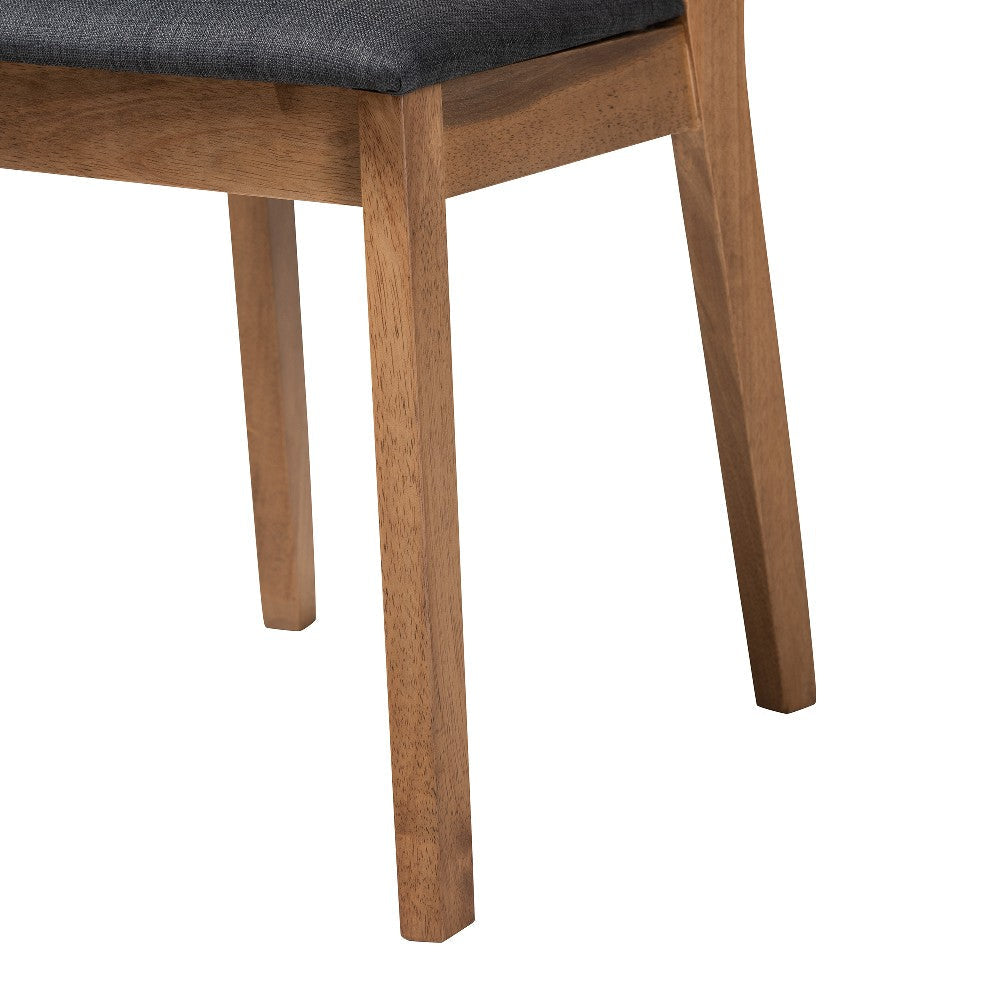 Baxton Studio Denmark Mid-Century Modern Dark Grey Fabric and French Oak Brown Finished Rubberwood 2-Piece Dining Chair Set