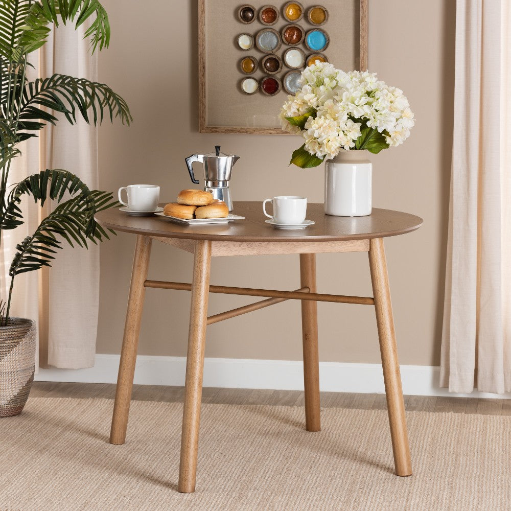 Baxton Studio Denmark Mid-Century Modern French Oak Brown Finished Rubberwood Dining Table WHI-Denmark-French-Oak-DT