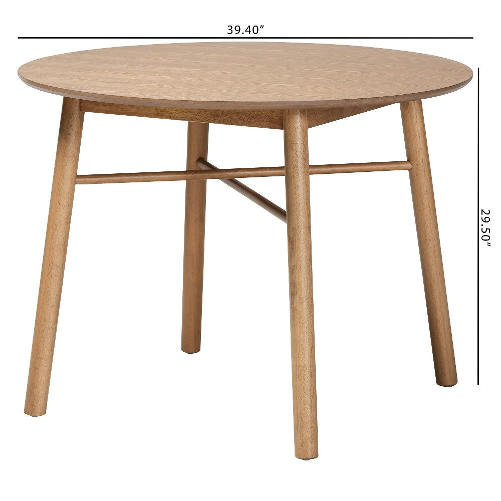 Baxton Studio Denmark Mid-Century Modern French Oak Brown Finished Rubberwood Dining Table
