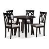 Baxton Studio Derya Modern Transitional Grey Fabric Upholstered and Dark Brown Finished Wood 5-Piece Dining Set