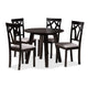 Baxton Studio Derya Modern Transitional Grey Fabric Upholstered and Dark Brown Finished Wood 5-Piece Dining Set