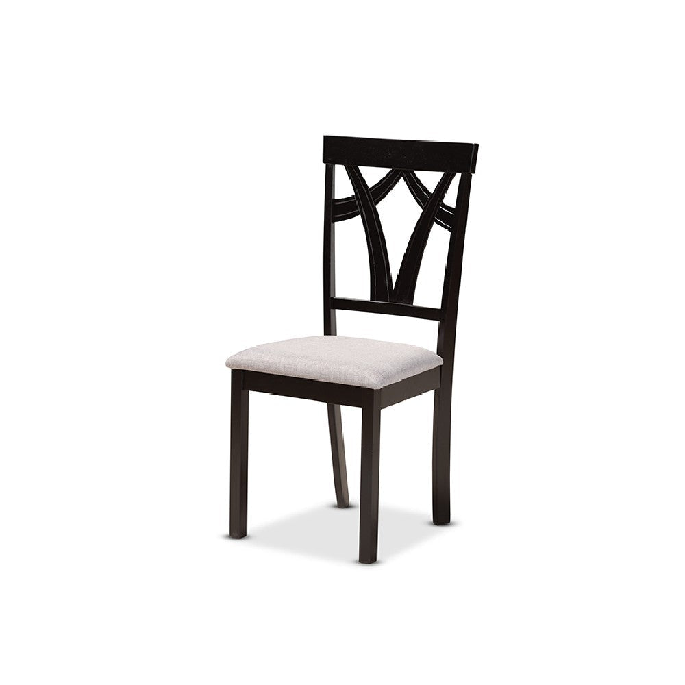 Baxton Studio Derya Modern Transitional Grey Fabric Upholstered and Dark Brown Finished Wood 5-Piece Dining Set