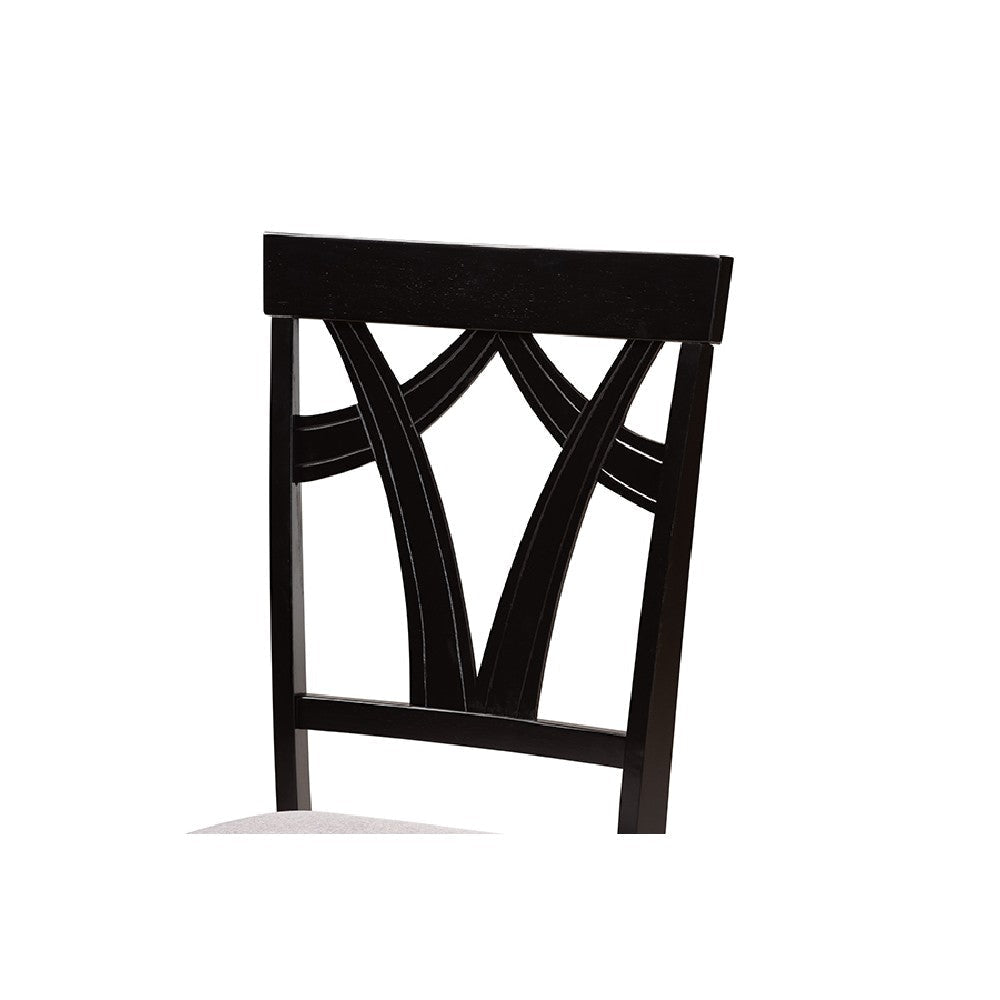 Baxton Studio Derya Modern Transitional Grey Fabric Upholstered and Dark Brown Finished Wood 5-Piece Dining Set