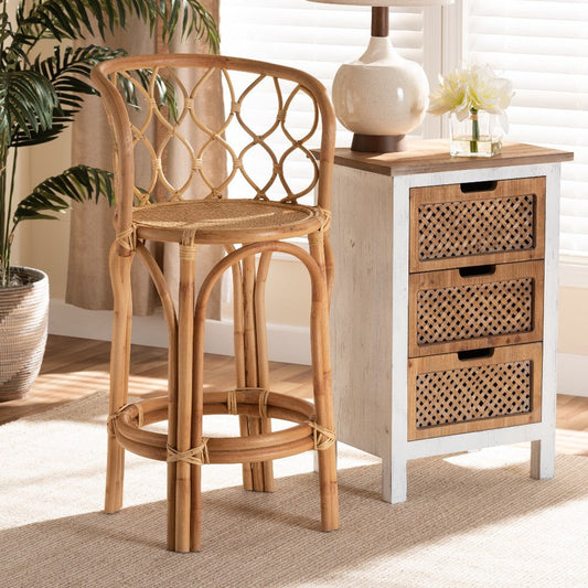 bali & pari Diana Modern and Contemporary Natural Finished Rattan Counter Stool
