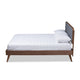 Baxton Studio Dilara Mid-Century Modern Dark Grey Fabric Upholstered Walnut Brown Finished Wood King Size Platform Bed
