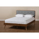 Baxton Studio Dilara Mid-Century Modern Dark Grey Fabric Upholstered Walnut Brown Finished Wood King Size Platform Bed