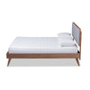 Baxton Studio Dilara Mid-Century Modern Light Grey Fabric Upholstered Walnut Brown Finished Wood Full Size Platform Bed