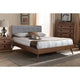Baxton Studio Dilara Mid-Century Modern Light Grey Fabric Upholstered Walnut Brown Finished Wood Full Size Platform Bed