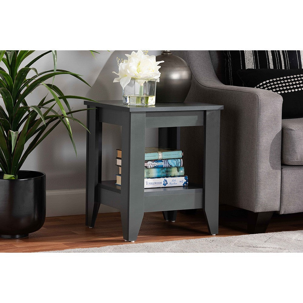 Baxton Studio Audra Modern and Contemporary Grey Finished Wood Living Room End Table