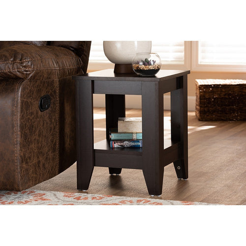 Baxton Studio Audra Modern and Contemporary Dark Brown Finished Wood End Table