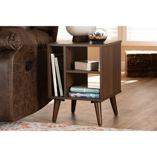 Baxton Studio Sami Mid-Century Modern Walnut Finished Wood End Table