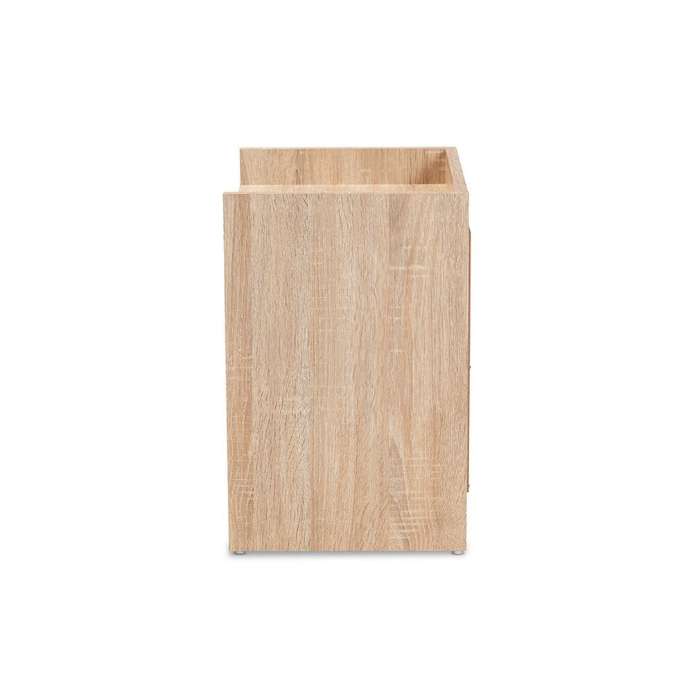 Baxton Studio Hale Modern and Contemporary Oak Finished Wood 1-Door Nightstand WHI-ET8003-Oak-NS