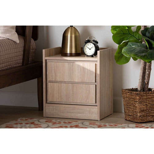 Baxton Studio Hale Modern and Contemporary Oak Finished Wood 1-Door Nightstand