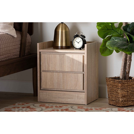 Baxton Studio Hale Modern and Contemporary Oak Finished Wood 1-Door Nightstand