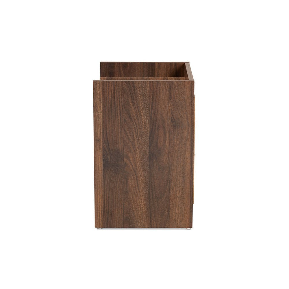 Baxton Studio Hale Modern and Contemporary Walnut Brown Finished Wood 1-Door Nightstand