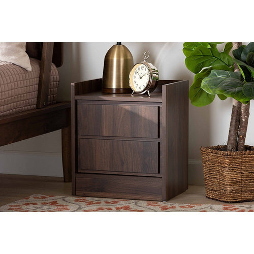 Baxton Studio Hale Modern and Contemporary Walnut Brown Finished Wood 1-Door Nightstand