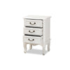 Baxton Studio Gabrielle Traditional French Country Provincial White-Finished 3-Drawer Wood End Table WHI-ETASW-04-White-ET