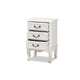Baxton Studio Gabrielle Traditional French Country Provincial White-Finished 3-Drawer Wood End Table WHI-ETASW-04-White-ET