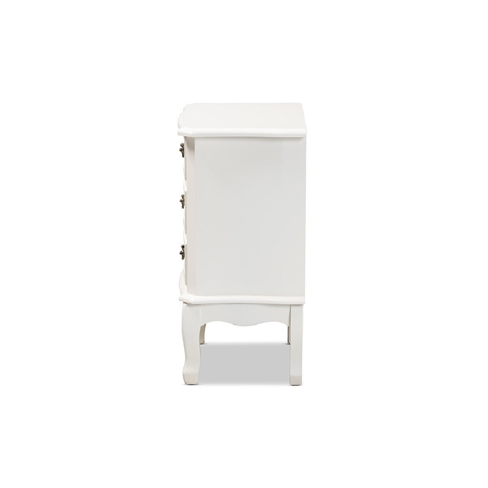 Baxton Studio Gabrielle Traditional French Country Provincial White-Finished 3-Drawer Wood End Table WHI-ETASW-04-White-ET