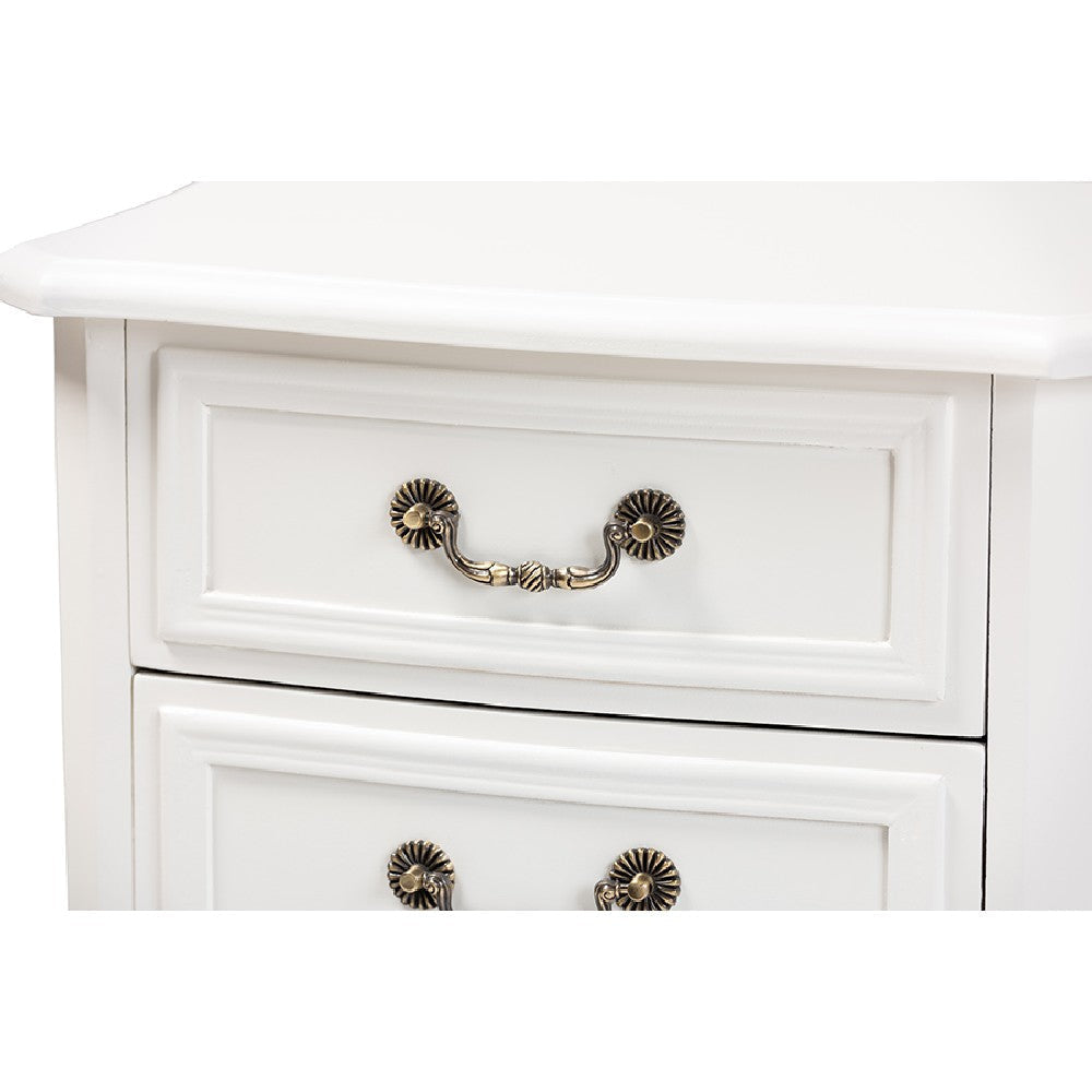 Baxton Studio Gabrielle Traditional French Country Provincial White-Finished 3-Drawer Wood End Table WHI-ETASW-04-White-ET