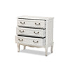 Baxton Studio Gabrielle Traditional French Country Provincial White-Finished 3-Drawer Wood Storage Cabinet WHI-ETASW-08-White-3DW-Cabinet