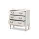 Baxton Studio Gabrielle Traditional French Country Provincial White-Finished 3-Drawer Wood Storage Cabinet WHI-ETASW-08-White-3DW-Cabinet