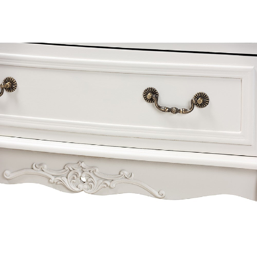 Baxton Studio Gabrielle Traditional French Country Provincial White-Finished 3-Drawer Wood Storage Cabinet WHI-ETASW-08-White-3DW-Cabinet