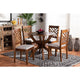Baxton Studio Edona Modern and Contemporary Grey Fabric Upholstered and Walnut Brown Finished Wood 5-Piece Dining Set