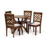 Baxton Studio Edona Modern and Contemporary Grey Fabric Upholstered and Walnut Brown Finished Wood 5-Piece Dining Set