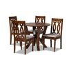 Baxton Studio Elaine Modern and Contemporary Grey Fabric Upholstered and Walnut Brown Finished Wood 5-Piece Dining Set
