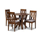 Baxton Studio Elaine Modern and Contemporary Grey Fabric Upholstered and Walnut Brown Finished Wood 5-Piece Dining Set
