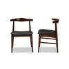 Baxton Studio Eira Mid-Century Modern Black Faux Leather Upholstered Walnut Finished Wood Dining Chair Set of 2 WHI-Elbow-Black-Walnut-DC