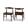 Baxton Studio Eira Mid-Century Modern Black Faux Leather Upholstered Walnut Finished Wood Dining Chair Set of 2 WHI-Elbow-Black-Walnut-DC