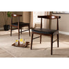 Baxton Studio Eira Mid-Century Modern Black Faux Leather Upholstered Walnut Finished Wood Dining Chair Set of 2 WHI-Elbow-Black-Walnut-DC