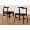 Baxton Studio Eira Mid-Century Modern Black Faux Leather Upholstered Walnut Finished Wood Dining Chair Set of 2 WHI-Elbow-Black-Walnut-DC