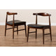 Baxton Studio Eira Mid-Century Modern Black Faux Leather Upholstered Walnut Finished Wood Dining Chair Set of 2 WHI-Elbow-Black-Walnut-DC