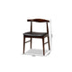 Baxton Studio Eira Mid-Century Modern Black Faux Leather Upholstered Walnut Finished Wood Dining Chair Set of 2