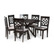 Baxton Studio Elena Modern and Contemporary Grey Fabric Upholstered and Dark Brown Finished Wood 7-Piece Dining Set