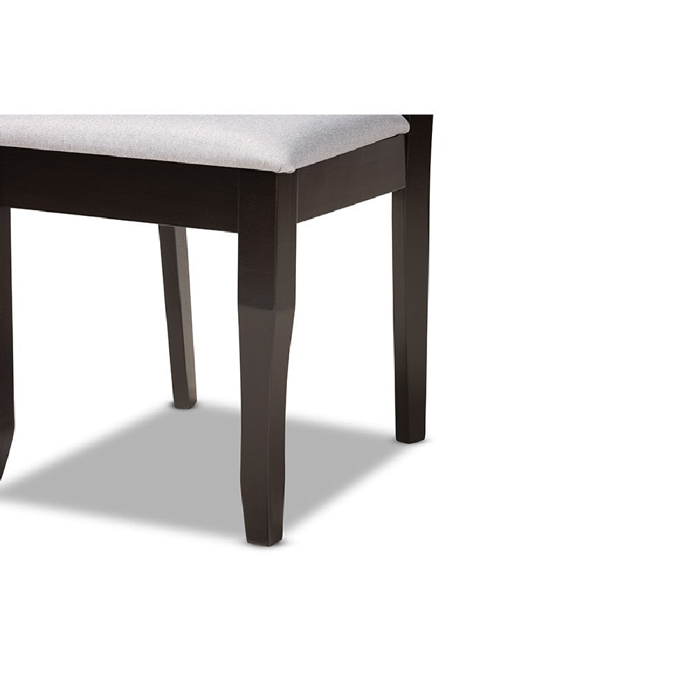 Baxton Studio Elena Modern and Contemporary Grey Fabric Upholstered and Dark Brown Finished Wood 7-Piece Dining Set