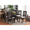 Baxton Studio Elena Modern and Contemporary Grey Fabric Upholstered and Dark Brown Finished Wood 7-Piece Dining Set