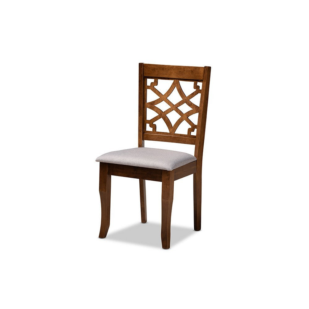 Baxton Studio Elena Modern and Contemporary Grey Fabric Upholstered and Walnut Brown Finished Wood 5-Piece Dining Set