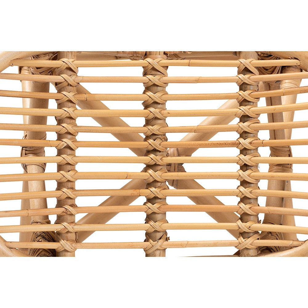 bali & pari Elgon Modern Bohemian Natural Brown Rattan Footstool WHI-Elgon-Rattan-Footstool