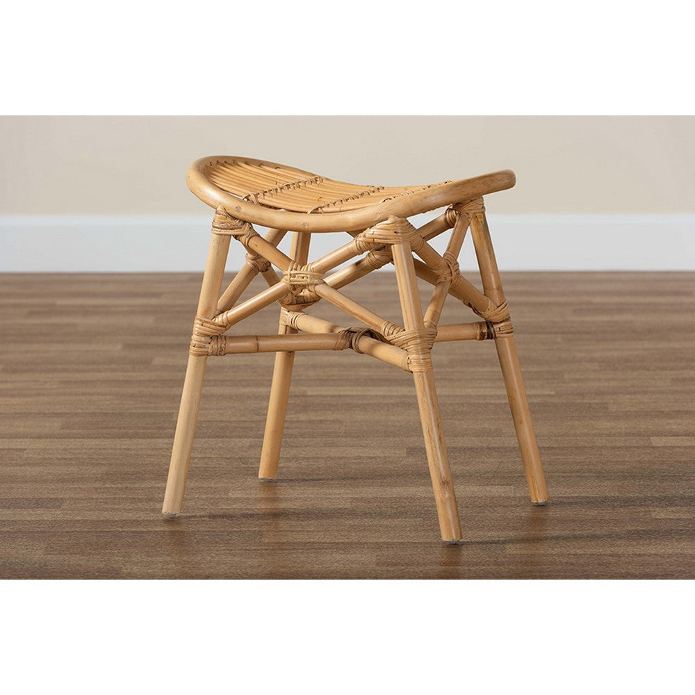 bali & pari Elgon Modern Bohemian Natural Brown Rattan Footstool